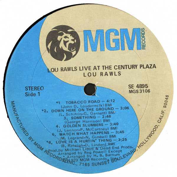 Lou Rawls ‎– Live At The Century Plaza