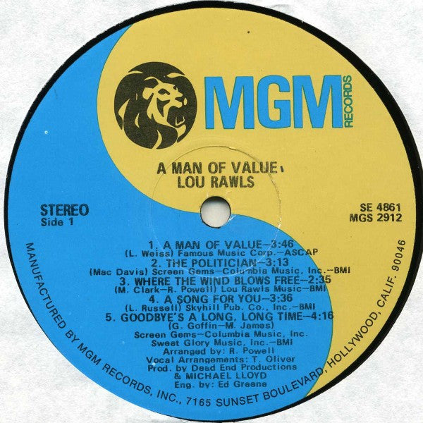 Lou Rawls ‎– A Man Of Value