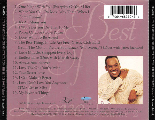 Luther Vandross ‎– One Night With You - The Best Of Love Volume 2