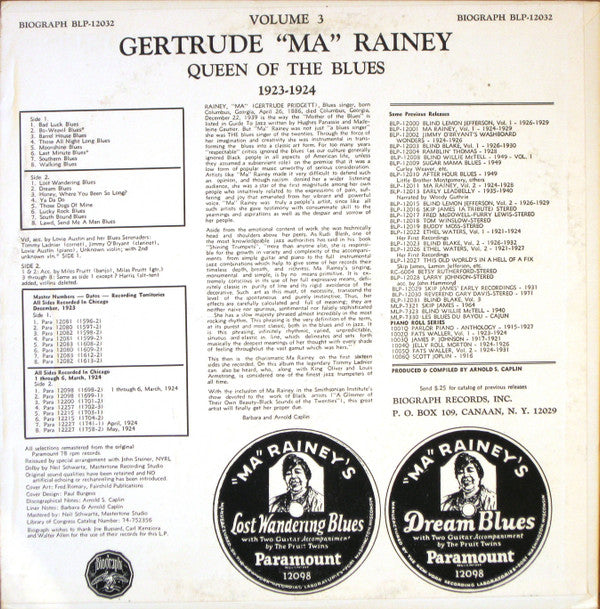 Gertrude "Ma" Rainey ‎– Queen Of The Blues (Volume 3 1923-1924)