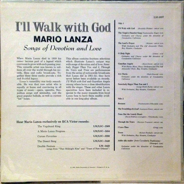 Mario Lanza ‎– I'll Walk With God