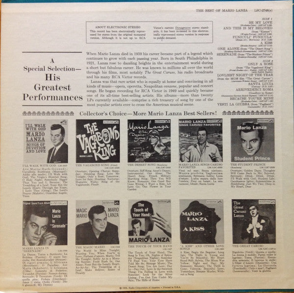 Mario Lanza ‎– The Best Of Mario Lanza