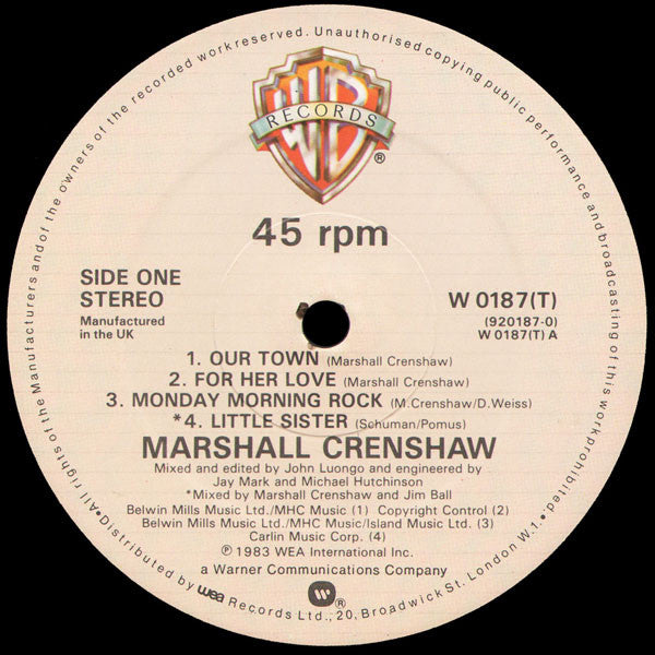 Marshall Crenshaw ‎– U.S. Remix