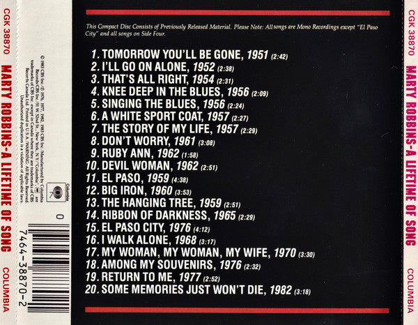 Marty Robbins ‎– A Lifetime Of Song 1951-1982