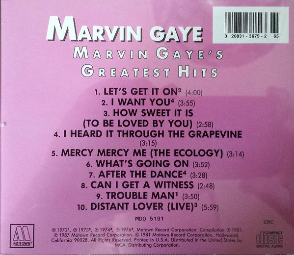 Marvin Gaye ‎– Marvin Gaye's Greatest Hits
