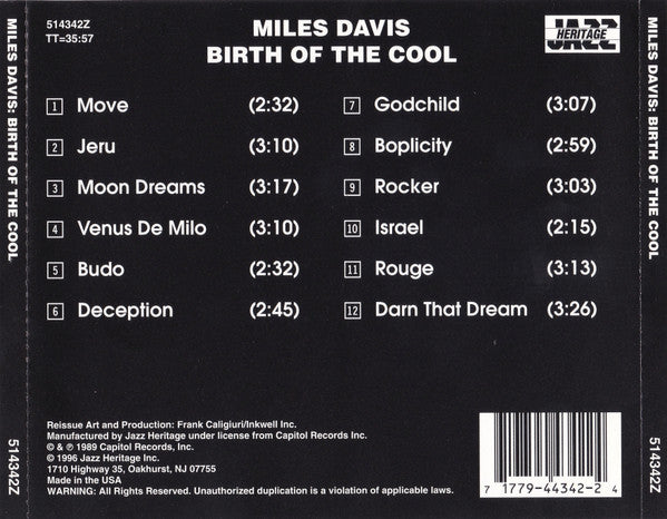 Miles Davis ‎– Birth Of The Cool