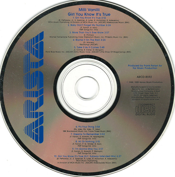 Milli Vanilli ‎– Girl You Know It's True