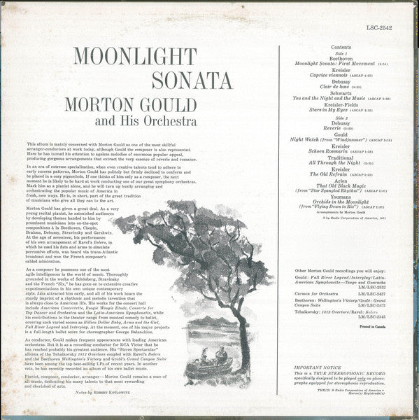 Morton Gould And His Orchestra ‎– Moonlight Sonata