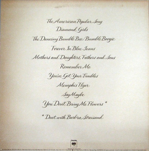 Neil Diamond ‎– You Don't Bring Me Flowers