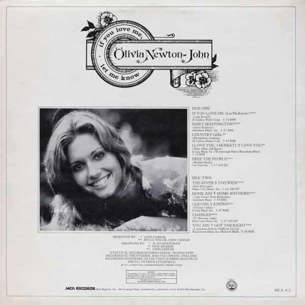 Olivia Newton-John ‎– If You Love Me, Let Me Know