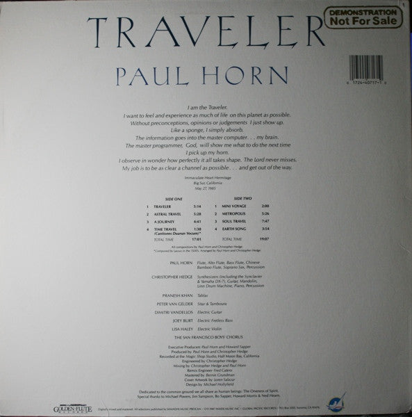 Paul Horn With Christopher Hedge ‎– Traveler