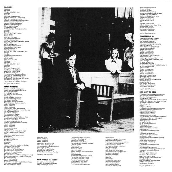Paul Simon ‎– Hearts And Bones