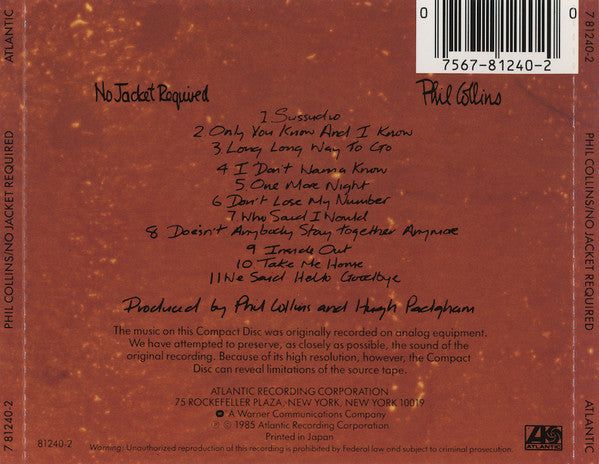 Phil Collins ‎– No Jacket Required