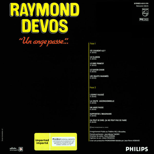 Raymond Devos ‎– "Un Ange Passe"