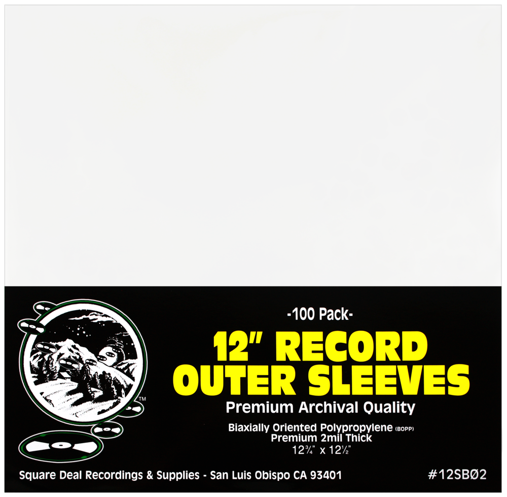 Square Deal 12" Record Outer Sleeves - Polypropylene - 12-3/4" x 12-1/2" - Premium 2mil 100 per package