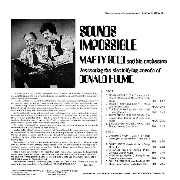 Donald Hulme With Marty Gold And His Orchestra ‎– Sounds Impossible