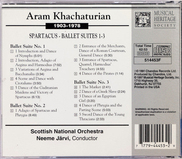 Khachaturian – Scottish National Orchestra, Neeme Järvi ‎– Spartacus (Ballet Suites 1–3)