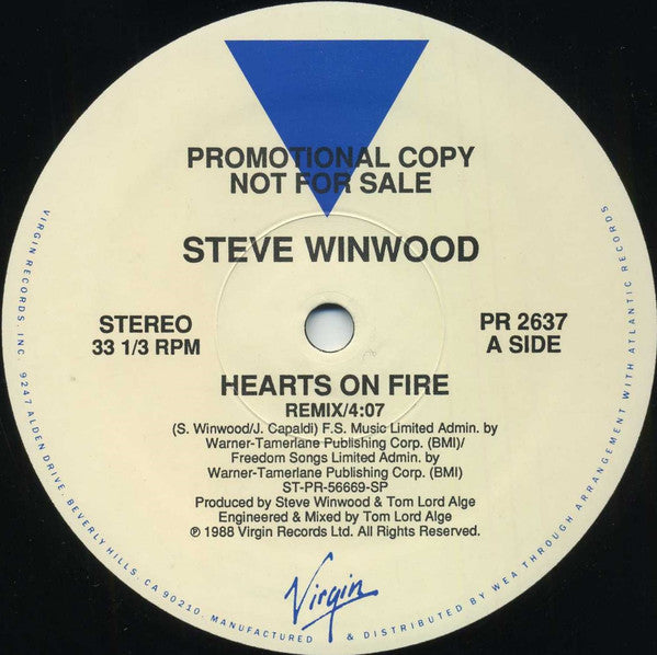 Steve Winwood ‎– Hearts On Fire