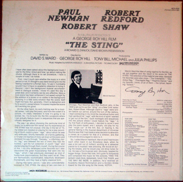 Marvin Hamlisch / Scott Joplin ‎– The Sting (Original Motion Picture Soundtrack)