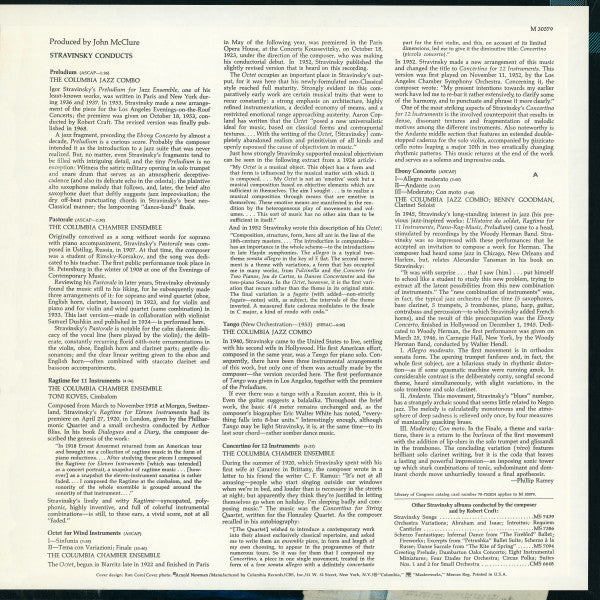 Stravinsky ‎– Stravinsky Conducts Music For Chamber And Jazz Ensembles
