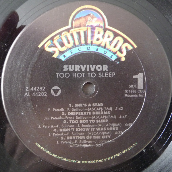 Survivor ‎– Too Hot To Sleep