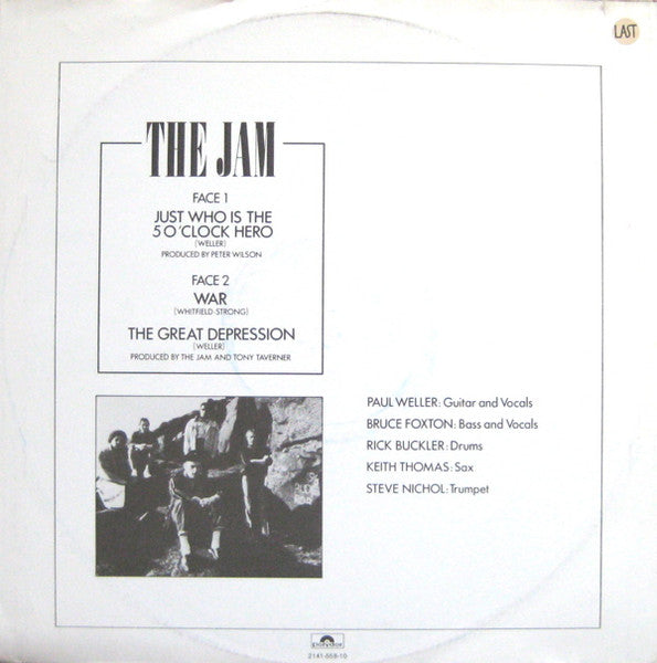 The Jam ‎– Just Who Is The 5 O'Clock Hero / War / The Great Depression