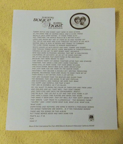 Tommy Boyce & Bobby Hart ‎– Test Patterns