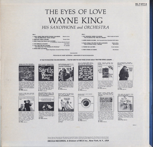 Wayne King & His Saxophone And Orchestra ‎– The Eyes Of Love