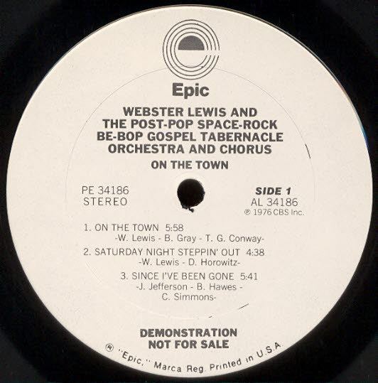 Webster Lewis And The Post-Pop Space-Rock Be-Bop Gospel Tabernacle Orchestra And Chorus ‎– On The Town