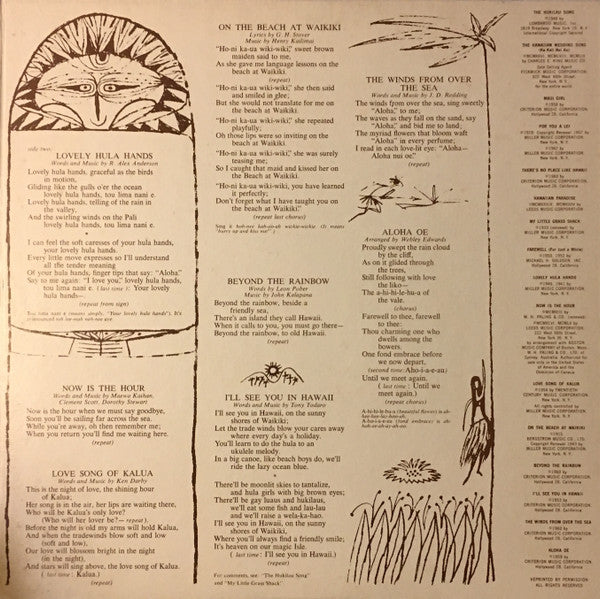 Al Kealoha Perry, Webley Edwards ‎– Let's Sing With Hawaii Calls